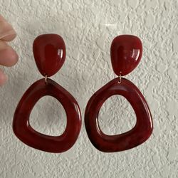 Women’s red hoop dangle Earrings