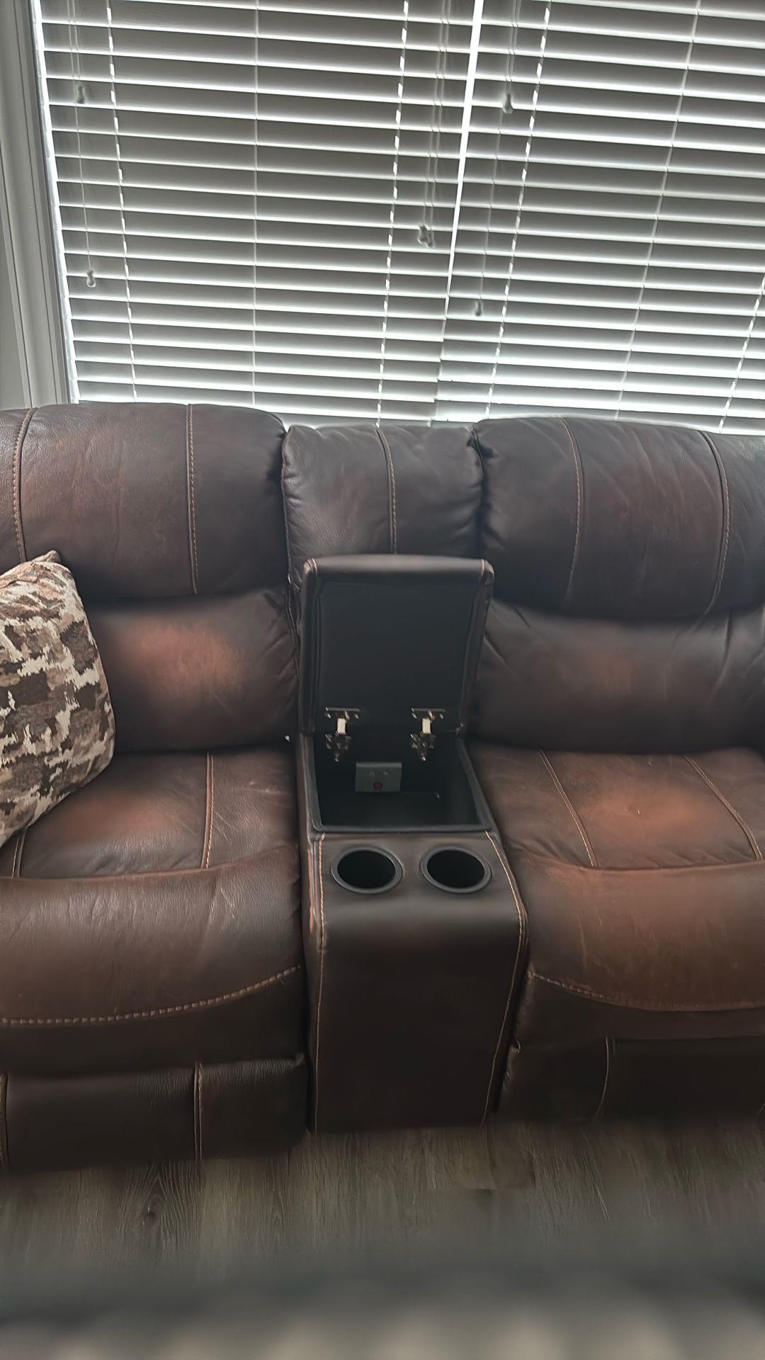 Sofa Recliner Both Sides With Charger Station In Middle Console