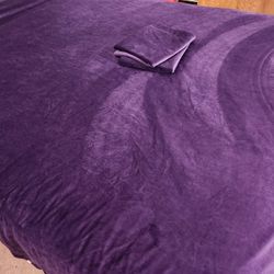 Cal King Purple Velvet Duvet Cover With 2 Matching Pillowcases