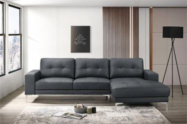 2-Pcs Leather Sectional – Black Color