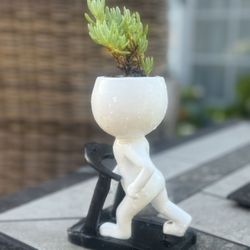 🏃‍♀️ Funny 2pc Treadmill Workout Person Planter - with Succulent 