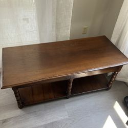 Vintage Wood Coffee Table And Side Table