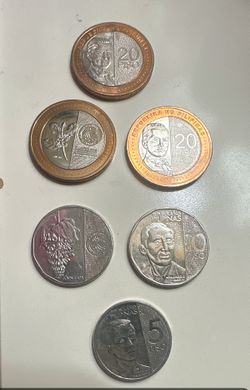 20s. 10s and 5 pesos Philippines coins