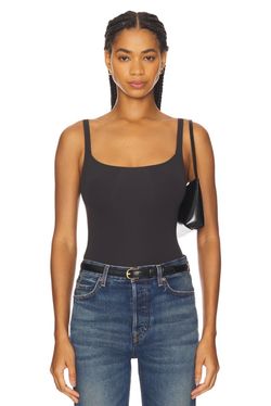 SKIMS Fits Everybody Square Neck Thong Bodysuit - Onyx - XXS - NWT