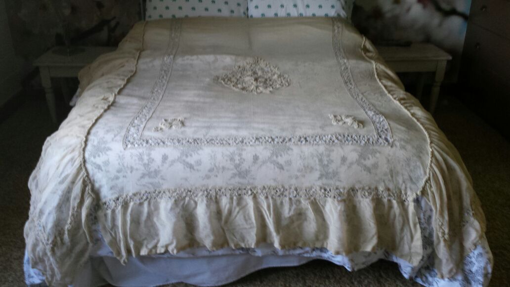 Vintage Victorian lace bed cover