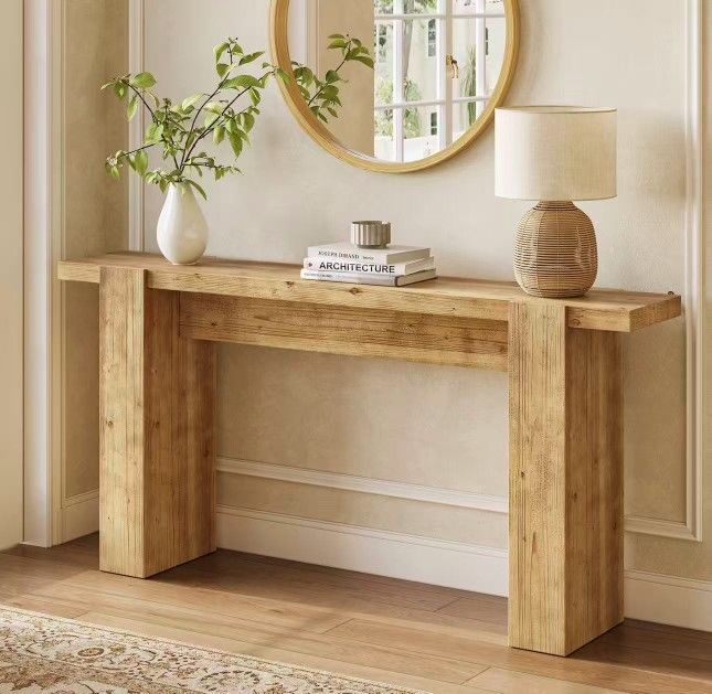 New assembled Solid Wood Console Table, 67" Narrow Entryway Sofa Table with Sturdy Legs