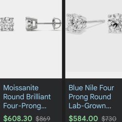 Vvs1 Unisex Diamond Stud Earrings