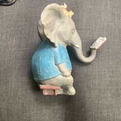 Elephant Reading With Squirrel Sculpture 10”