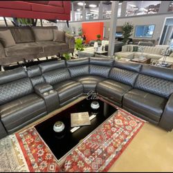 Samperstone Gray 5-Piece Power Reclining Sectional$10 Down Payment And Financing Available