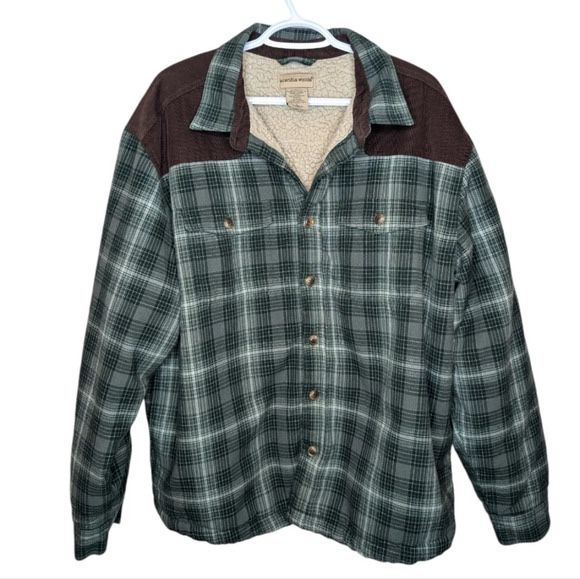 Scandia Woods Green Plaid Button Down Sherpa Lined Barn Style Jacket