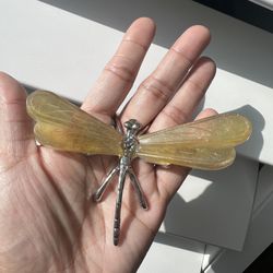 Yellow Golden Fluorite Dragonfly
