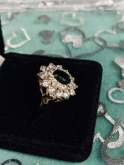 Luxury fashion gold color green zircon cz ring