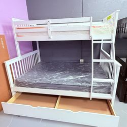 Twin/ Full Bunk Bed Frame With Mattress 7.5” Bamboo For Sale 
