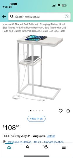 C Shaped End Table