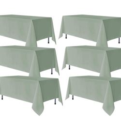 Fitable 6 Pack Sage Green Rectangle Table Clothes - 70 x 108 Inch - Wrinkle and Stain Resistant Fabric Tablecloths, Washable Polyester Table Covers fo