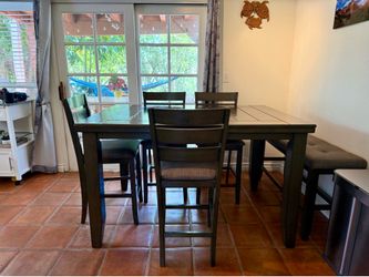 Counter Height Dining Table Set with 4 Chairs and Bench