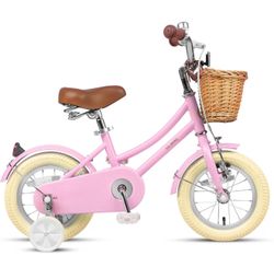 Glerc Little Molly 12-20 Inch Kids Retro Cruiser Bike for 2-13 Year Old with Wicker Basket & Training Wheels/Kickstand, Multiple Colors