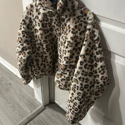 Cheetah Print Soft Zip Up Coat 