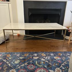 West Elm White Marble And Brass Coffee Table 
