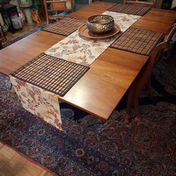 Antique Solid Cherry Drop Leaf Sheraton Dining Room Table
