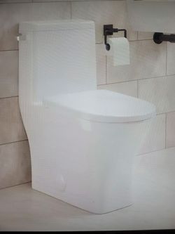 White One-Piece Toilet with Seat
