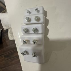 (Will Pass Diamond Tester) Moiss Earrings, Cluster, Full Rock