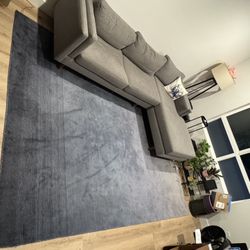 Ombre Blue Handwoven Wool Area Rug ~ 8’ x 11.5’