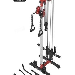 New in the box/Er Kang Wall Mount Cable Station, Cable Crossover Machine with 18 Positions Dual Pulley System for Home Gym Fitness Equipment，Red(No We