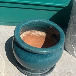 Turquoise/teal Small planting pot