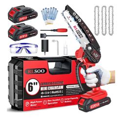 Mini Chainsaw, 6 Inch Mini Chainsaw Cordless, 2024 Upgraded Portable Handheld Small Chain saw for Wood Cutting, Tree Trimming, Courtyard, Household, a