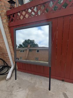 Large Floor Mirror with Wood Frame