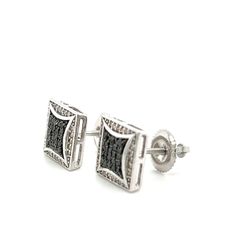 10kt White Gold Diamond Earrings Square Cluster Black And White Diamonds .33ctw 1.85grams 153763 5
