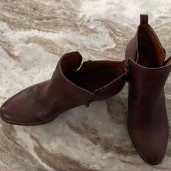 Lucky Brand Ankle Boots Leather Zip Size 8 Maroon Color