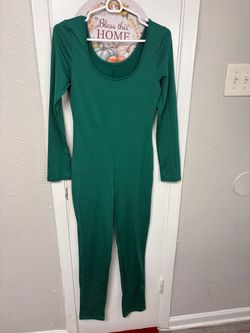 small green pants romper long sleeve $5