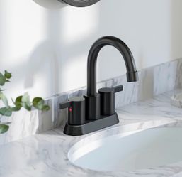 Phiestina Matte Black Two-Handle Bathroom Faucet