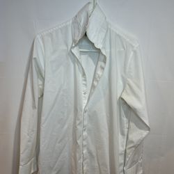 Men’s Medium Kenneth Cole Slim Fit White Button-Down – Clean & Wearable