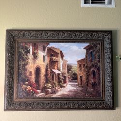 Beautiful Tuscany Oil Painting With Wood Frame
