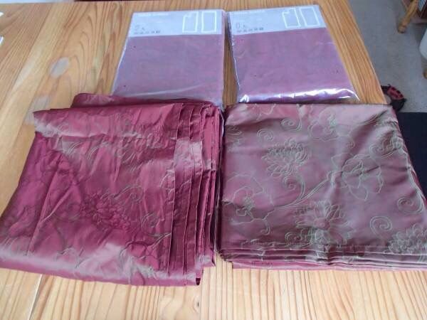 IKEA CURTAINS FENJA SLINGA 4 PAIRS (8 PANELS) BURGUNDY - RED - GREEN - FLORAL - ELEGANT 57" x 118"