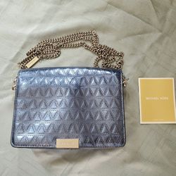 Michael Kors Purse Metallic Blue 