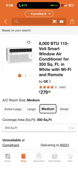 GE® 8,000 BTU SMART ELECTRONIC WINDOW AIR CONDITIONER 