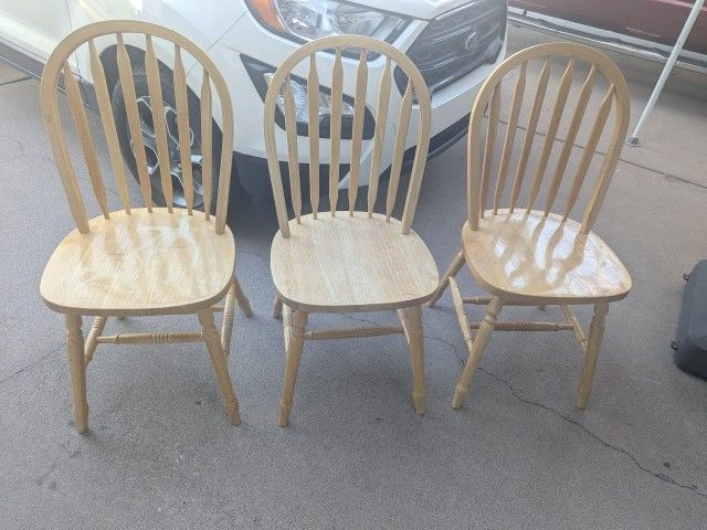 (3) Solid Oak Chairs