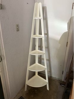 White 5-Tier Corner Ladder Shelf