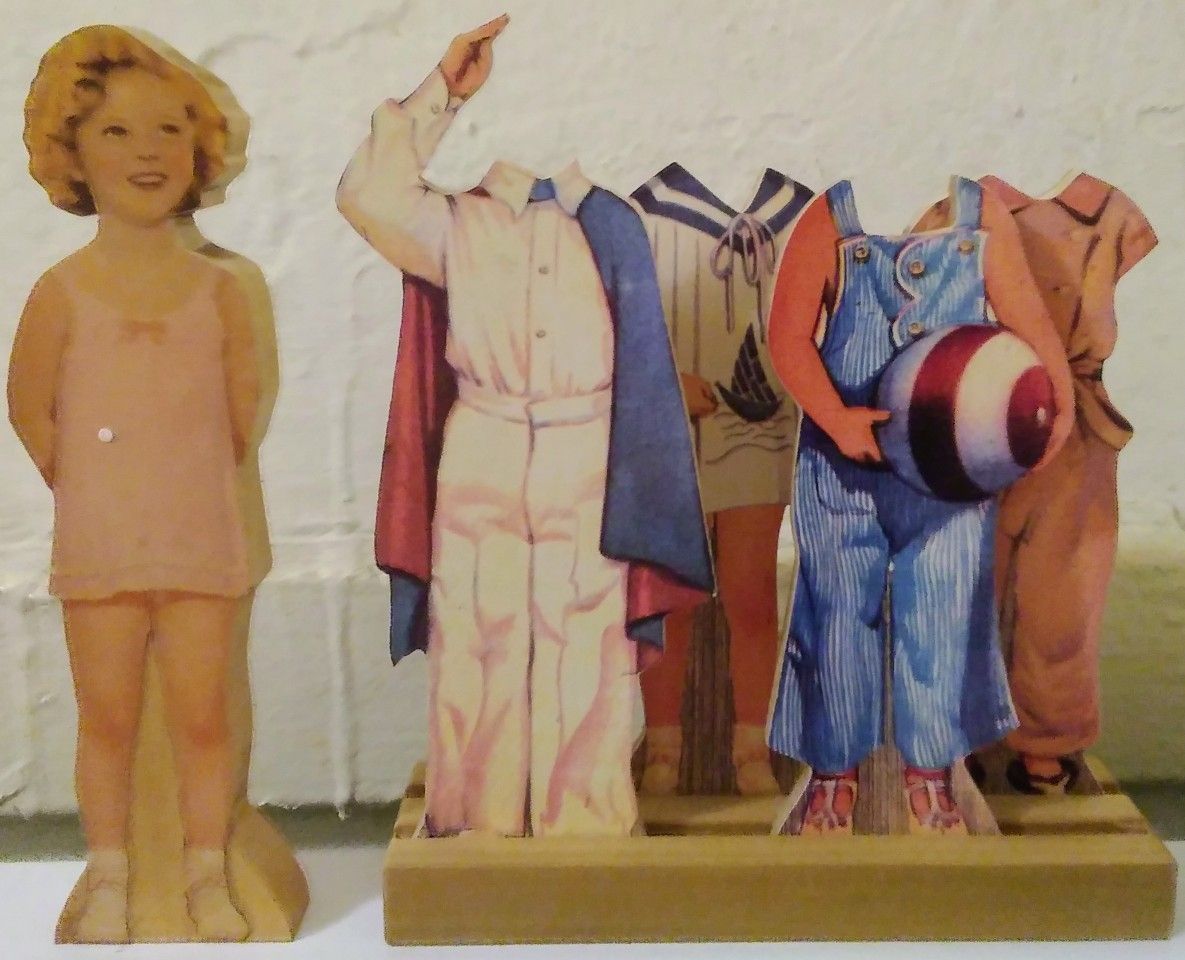 Vintage 1940s Shirley Temple Paper Dolls Mounted on Wood - Rare