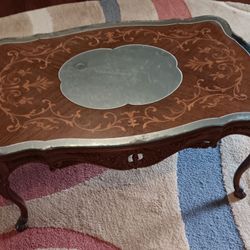 Antique Edwardian Rococo Style Carved Satinwood Coffee Table with Protective Glass Top
