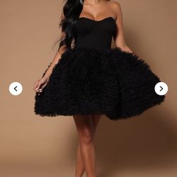 Fashion Nova LUXE Elegant Black Strapless Dress