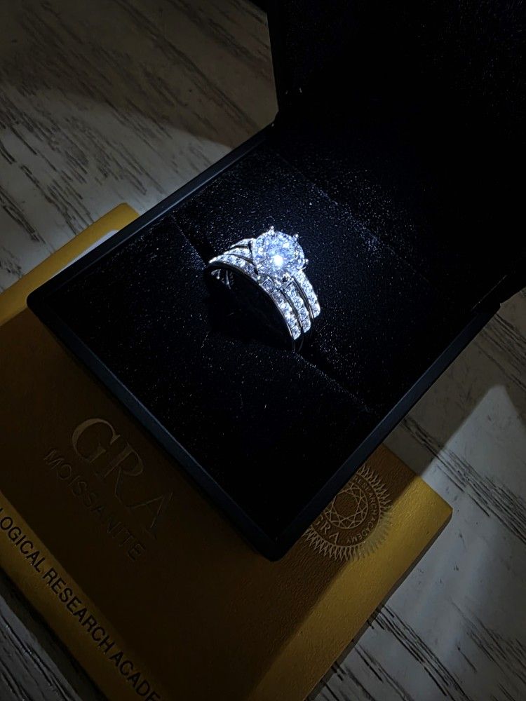 Size 8 π 2.00ct Moissanite Wedding Ring Set β GRA Certified β D Color VVS1