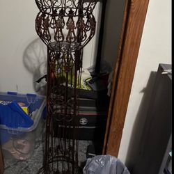 Vintage Mid century decorative scroll work metal plant stand