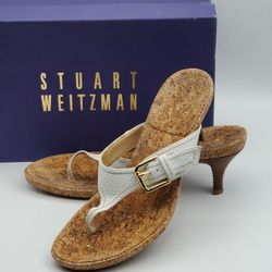 Stuart Weitzman White Thong Sandals 7.5