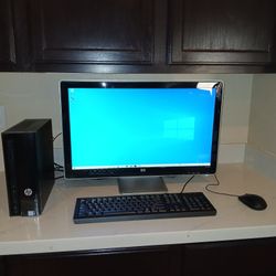 HP Slimline Desktop PC With Monitor