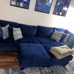 Blue Suede Couch For Sale 